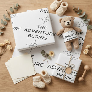 Papel De Presente O Início da Aventura Anúncio de Novo Bebê Fofo