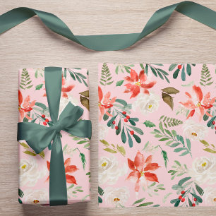 Papel De Presente O inverno da aguarela floresce as bagas do