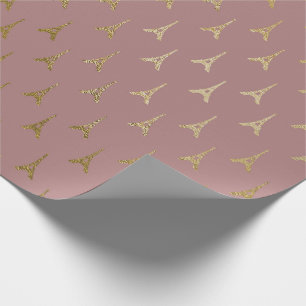 Papel De Presente O Lilac malva de Paris da torre Eiffel dourada
