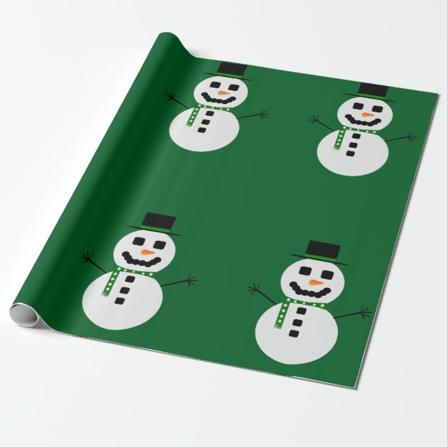 Papel De Presente O Livro Verde Snowman, congelado (Desenrolado)