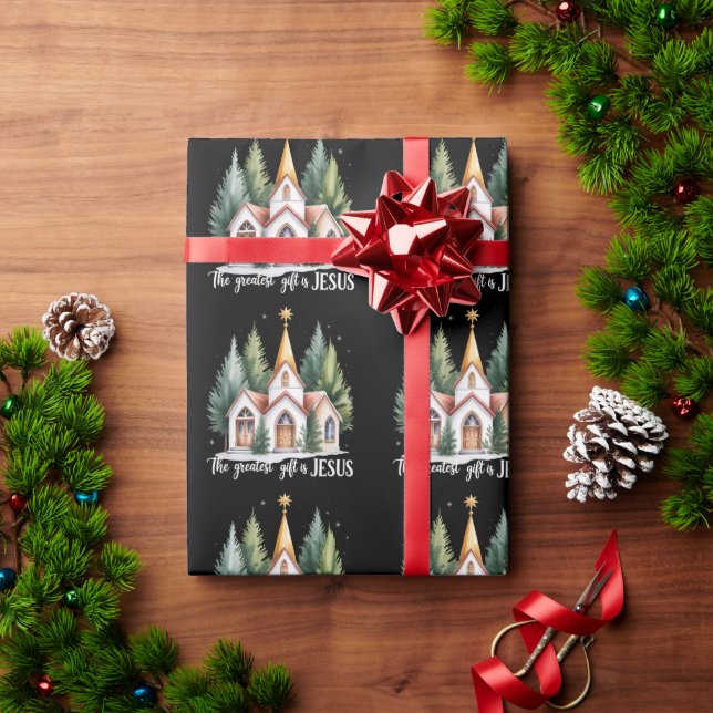 Papel De Presente O Maior Presente é Jesus Igreja do Natal Cristo (Presente de Natal)