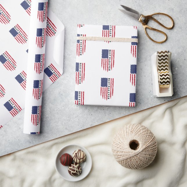Papel De Presente O melhor Pai de Bandeira Americana (Artesanato)