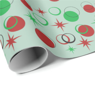 Papel De Presente O moderno do século médio forma o Natal vermelho e