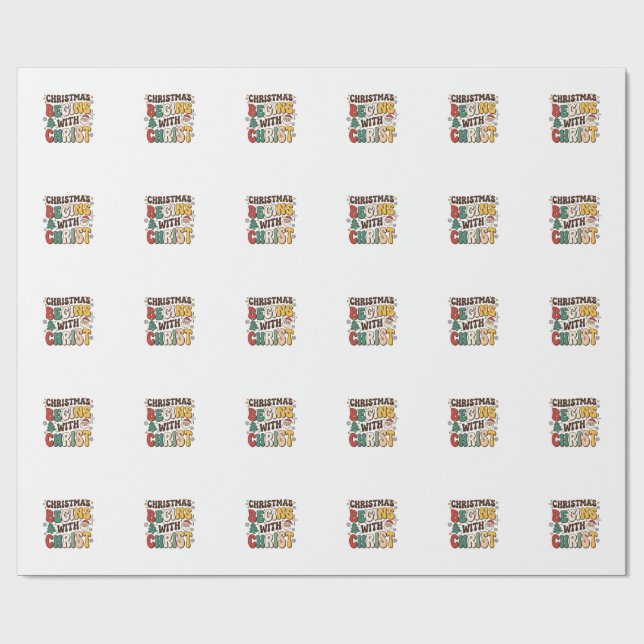 Papel De Presente O Natal Começa Com Cristo Design de Árvore de Nata (Aberto)