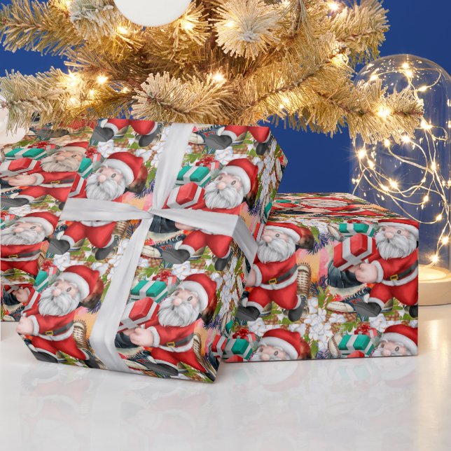 Papel De Presente O Natal do Baseball com Papai Noel traz presentes (Feriados)