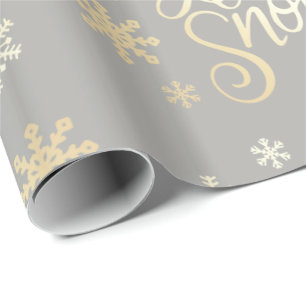 Papel De Presente O Natal Dourado elegante deixa nevar e flocos de n