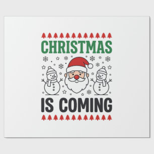 Papel De Presente O Natal Está Chegando Design de Papai Noel Boneco