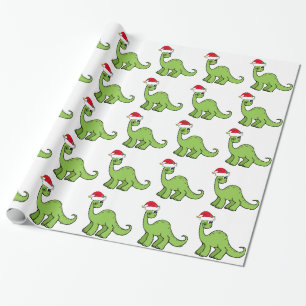 Papel De Presente O Natal verde caçoa o papai noel do dinossauro