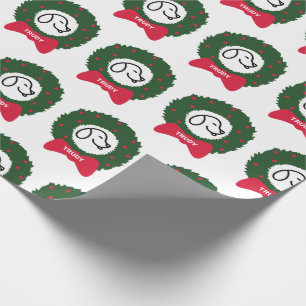 Papel De Presente O nome do filhote de cachorro da grinalda do Natal