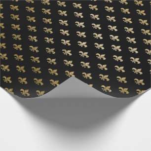 Papel De Presente O ouro cor-de-rosa cora Fior de Lis Preto Paris