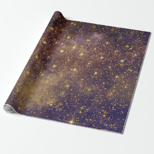 Papel De Presente O ouro Stars o Firmament celestial da galáxia dos