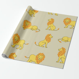 Papel De Presente O padrão de leões desenhado sem mão. Vintage ba