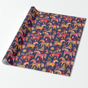 Papel De Presente O padrão dos cavalos escandinavos é design. Deco