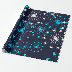 Papel De Presente O padrão dos flocos de neve brilha como uma estrel