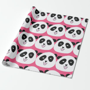 Papel De Presente O padrão infantil Panda tem uma repetição ininterr