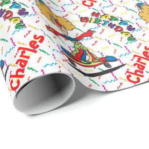 Papel De Presente O palhaço de patinagem do feliz aniversario