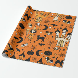 Papel De Presente O passado do Dia das Bruxas das Crianças. Patch d