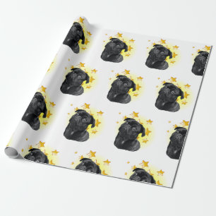 Papel De Presente O Pequeno Pug Negro Bonito é uma Estrela