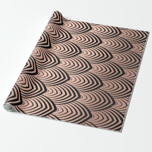 Papel De Presente O preto Dourado cor-de-rosa do art deco escala