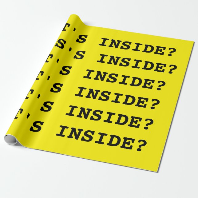 Papel De Presente O QUE É DENTRO? Preto e amarelo (Desenrolado)