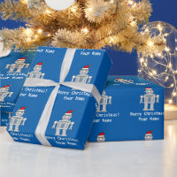 O robô azul personalizado Papai Noel caçoa o Natal