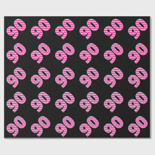 Papel De Presente O rosa listra o evento 90 # (aniversário, o