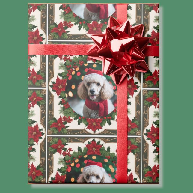 Papel De Presente O seu cachorro de Natal Foto Vermelho Verde (Criador carregado)