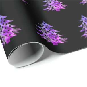 Papel De Presente O teste padrão roxo cor-de-rosa preto da árvore de
