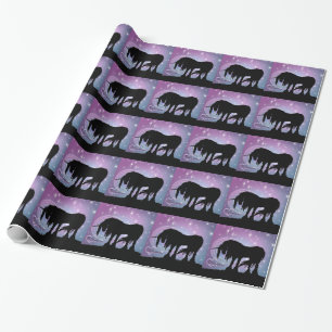 Papel De Presente O Unicórnio Negro Místico (espiral Pastel)