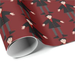 Papel De Presente O Vampiro do Dia das Bruxas Bonito, Padrão
