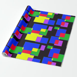 Papel De Presente O verde azul vermelho preto esquadra o abstrato