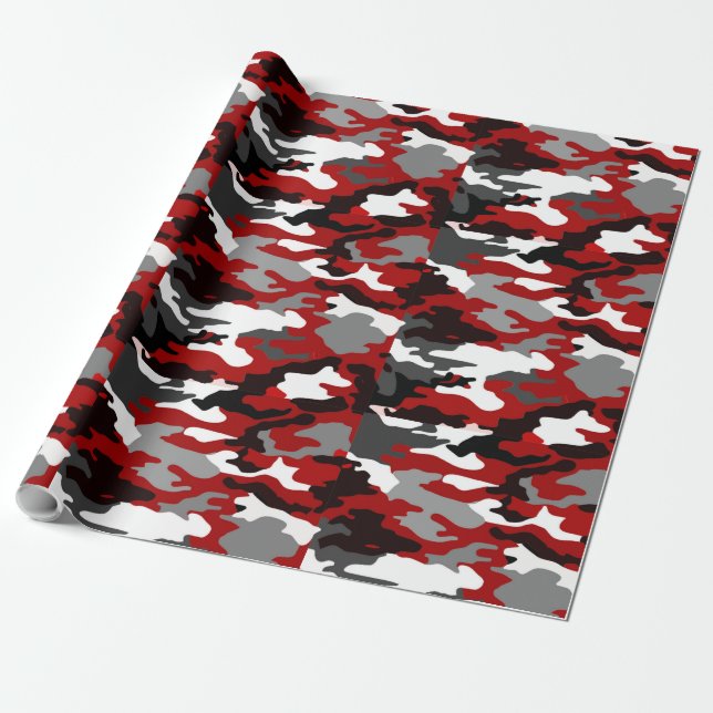 Papel De Presente O vermelho sombreia Camo (Desenrolado)