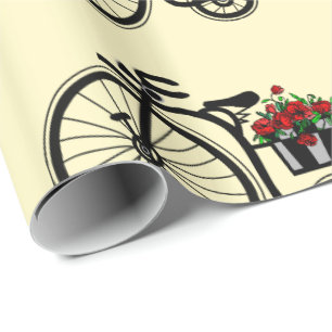 Papel De Presente O vintage romântico floresce a bicicleta