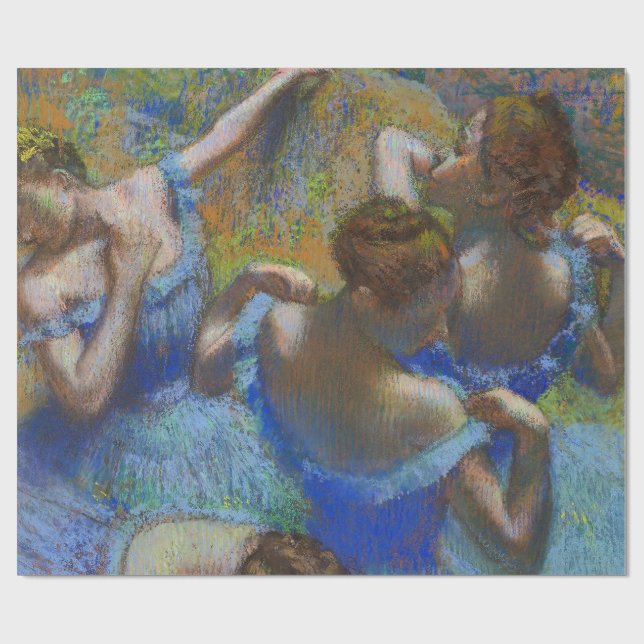 Papel De Presente Obra-Prima de Arte Fina Azul Bailarinas de Degas (Aberto)