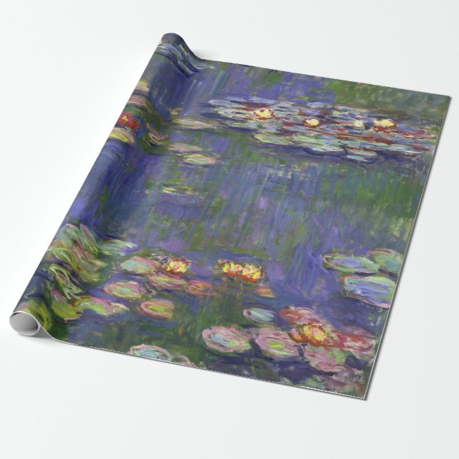 Papel De Presente Obra-Prima de Lírios de Água de Monet (Desenrolado)