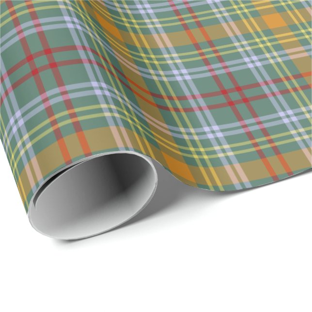 Papel De Presente O'Brien Clan Tartan - Padrão de Xadrez irlandês (Ponta do rolo)