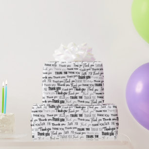Papel De Presente Obrigado a maior palavra preto e branco_pequeno