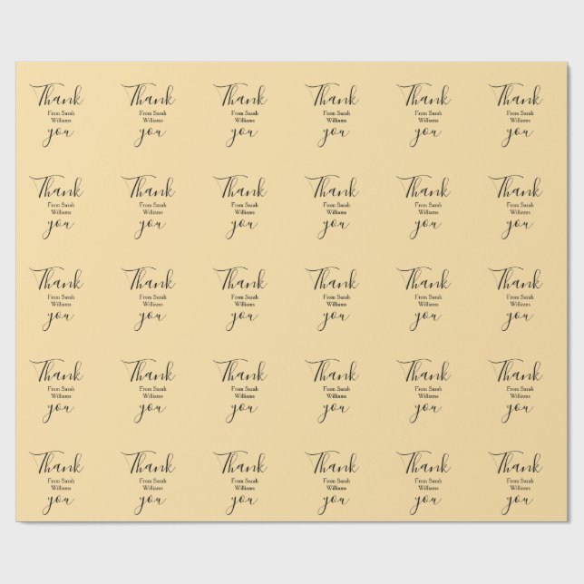 Papel De Presente Obrigado de adicionar nome amarelo Pastel boho cas (Aberto)