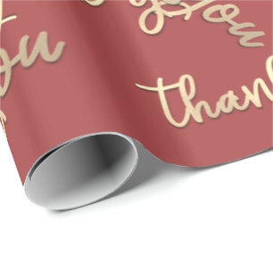 Papel De Presente Obrigado Dourado Rosa de Casamento de Escrita