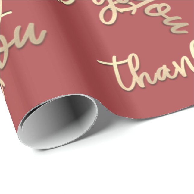 Papel De Presente Obrigado Dourado Rosa de Casamento de Escrita (Ponta do rolo)