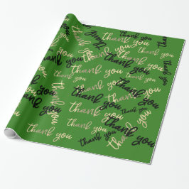 Papel De Presente Obrigado Dourado Script Black Green Caligraphic
