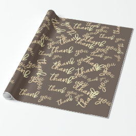 Papel De Presente Obrigado Dourado Script Brown Ivory Caligraphy