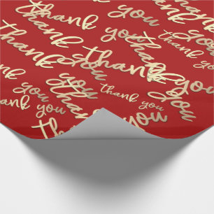 Papel De Presente Obrigado Dourado Script Burgundy Casamento Favor