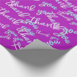 Papel De Presente Obrigado Hologro Script Sereia Rosa Fuchsia