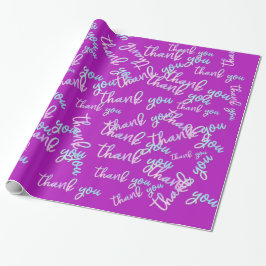 Papel De Presente Obrigado Hologro Script Sereia Rosa Fuchsia