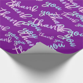 Papel De Presente Obrigado Hologro Script Sereia Rosa Púrpura