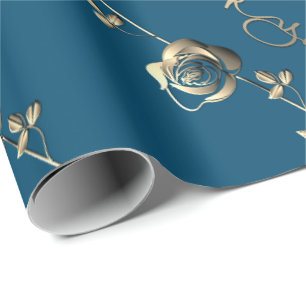 Papel De Presente "Obrigado" Rosa 3D Silvery no Ocean Blue