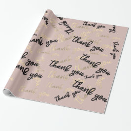 Papel De Presente Obrigado Royal Ivory Dourado Caligraphy Script Fav