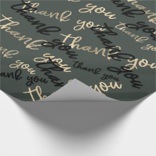 Papel De Presente Obrigado Sage Verde Dourado Favor da Caligrafia