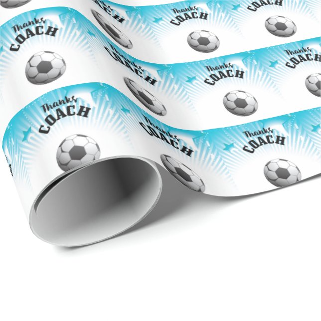Papel De Presente Obrigado treinador Aqua Blue Stars Ball (Ponta do rolo)